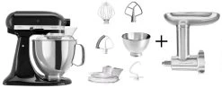 KitchenAid Küchenmaschine ARTISAN 175PS In Onyx Schwarz Mit Fleischwolf Aus Metall
