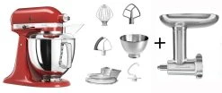 KitchenAid Küchenmaschine ARTISAN 175PS In Empire Rot Mit Fleischwolf Aus Metall