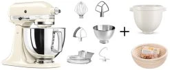 KitchenAid Küchenmaschine ARTISAN 175PS Creme Brotback-Set