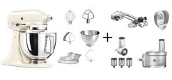 KitchenAid Küchenmaschine ARTISAN 175PS Creme Fitness-Set