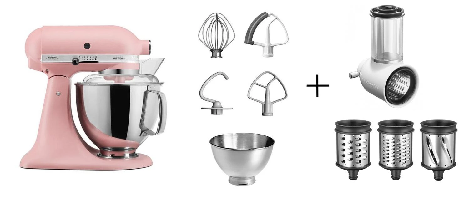 KitchenAid Küchenmaschine ARTISAN 175PS In Altrosa Mit Gemüseschneider
