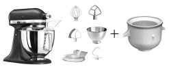 KitchenAid Küchenmaschine ARTISAN 175PS In Gusseisen Schwarz Mit Speiseeismaschine