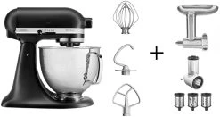 KitchenAid Küchenmaschine ARTISAN 156PS Mattschwarz Kochprofi-Set