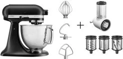 KitchenAid Küchenmaschine ARTISAN 156PS In Mattschwarz Mit Gemüseschneider