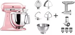 KitchenAid Küchenmaschine ARTISAN 175PS Seidenpink Kochprofi-Set
